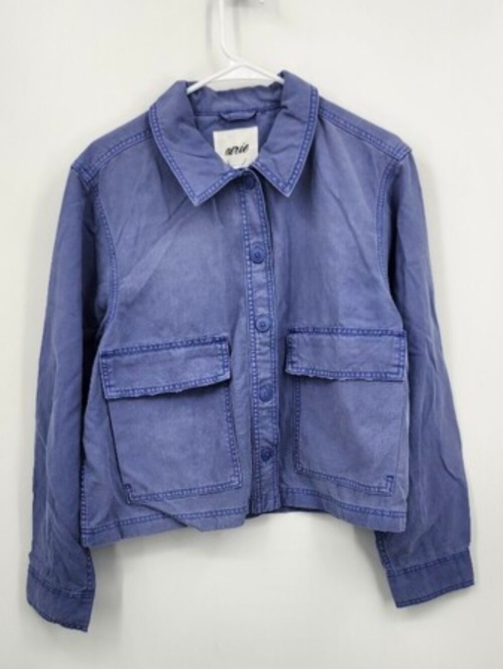 NWT Aerie Utility Style Chore Jacket Button Front Cropped Fit Blue Sz M